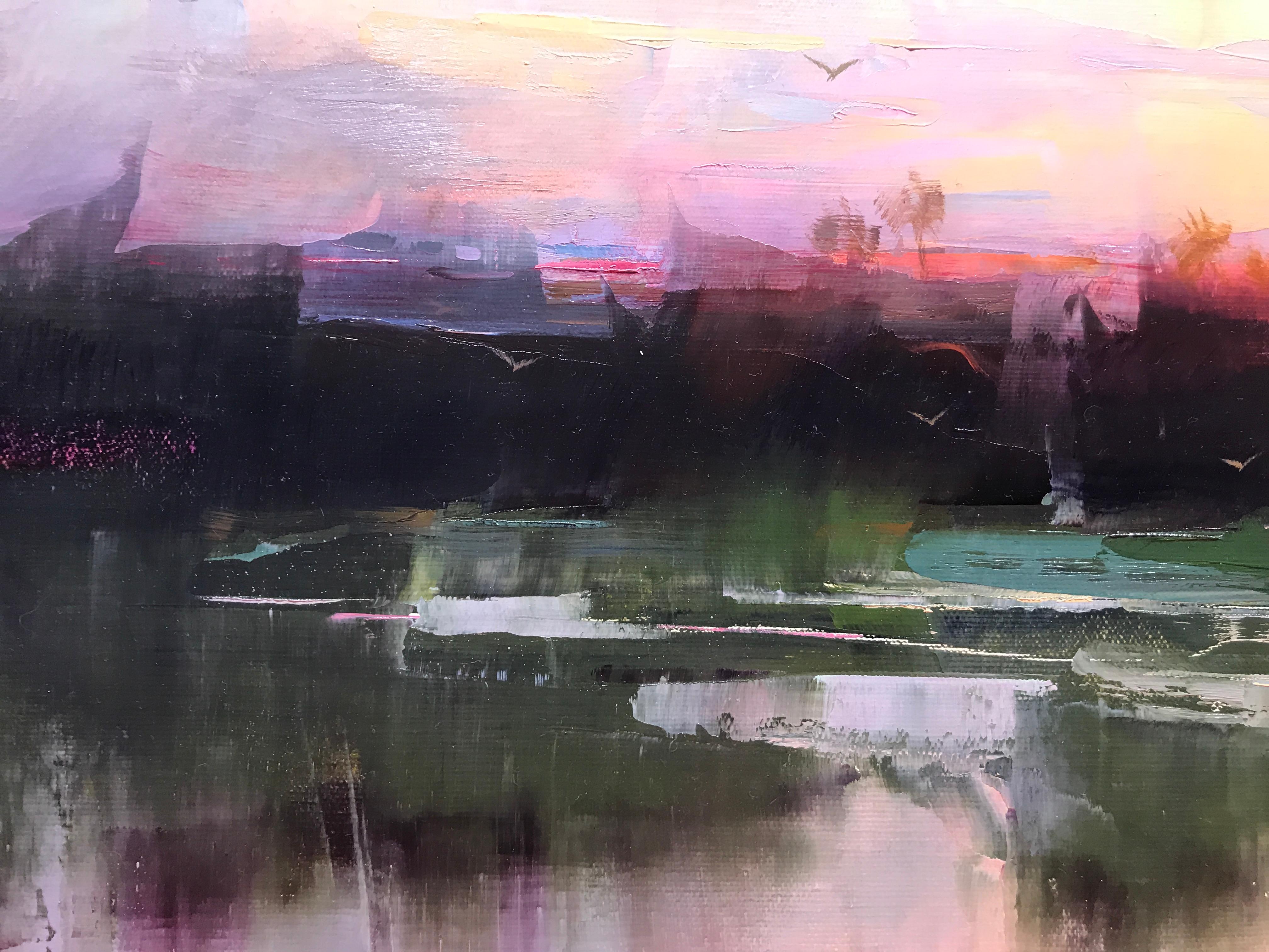 Marsh Sunset by Ignat Ignatov, Oil on Canvas Contemporary Landscape Painting 1