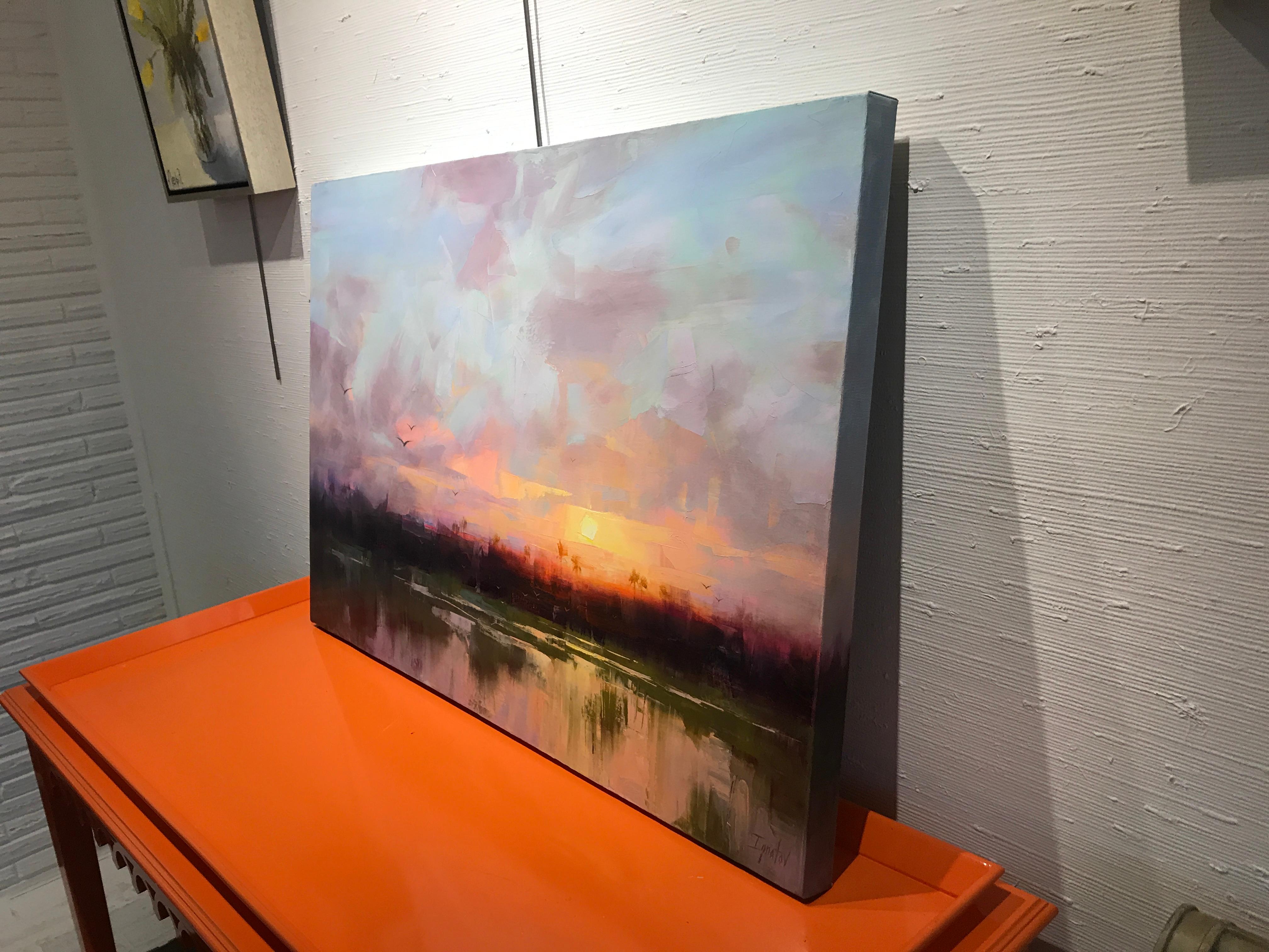 Marsh Sunset by Ignat Ignatov, Oil on Canvas Contemporary Landscape Painting 3