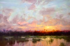 Marsh Sunset by Ignat Ignatov, Oil on Canvas Contemporary Landscape Painting