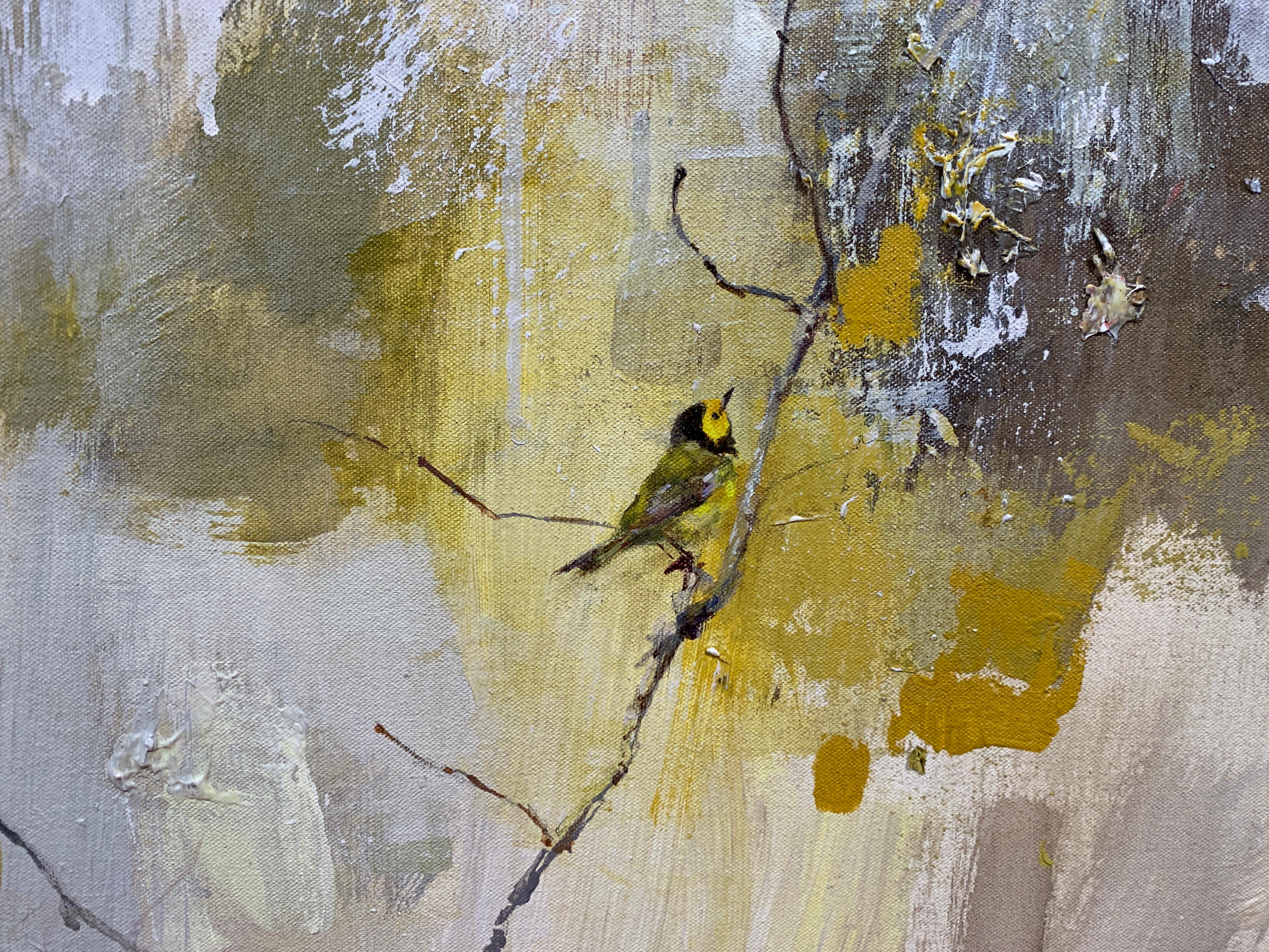 In Other Places (Hooded Warbler) by Justin Kellner, Vertical Abstract Painting 4