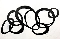 Venn by Steve Mckenzie Large Horizontal Black and White Abstract Painting