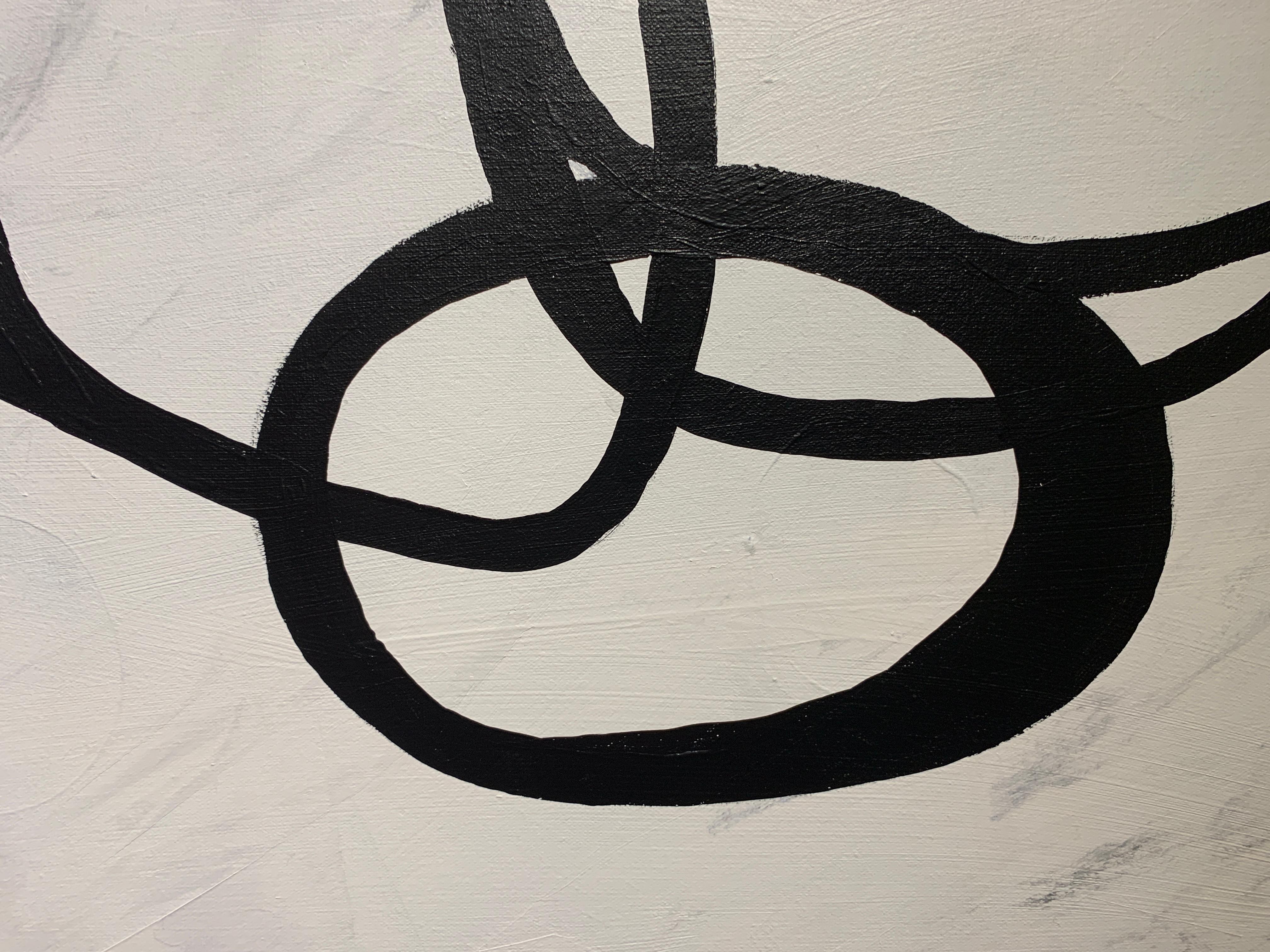 Venn by Steve Mckenzie Large Horizontal Black and White Abstract Painting 1