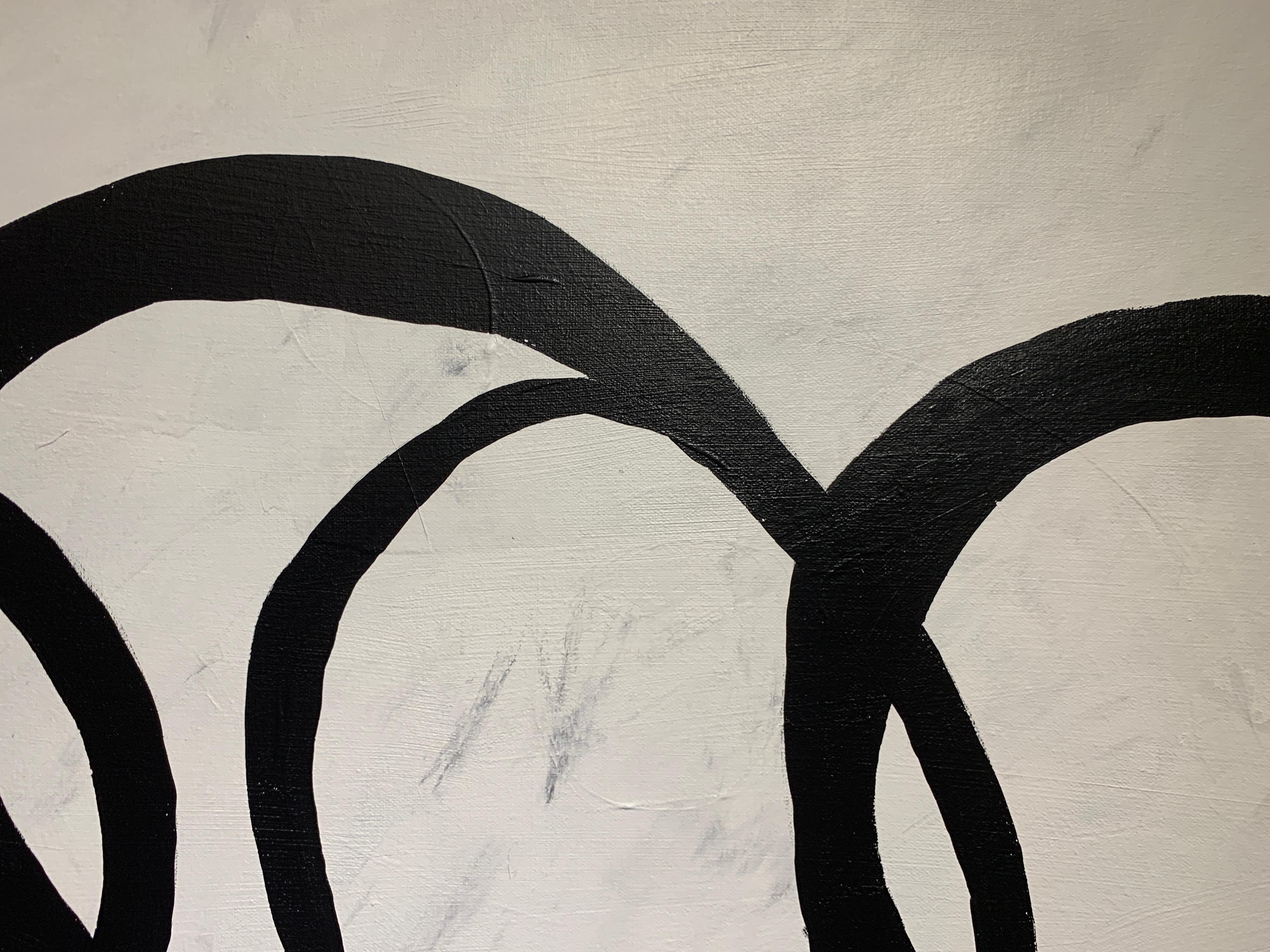 Venn by Steve Mckenzie Large Horizontal Black and White Abstract Painting 2