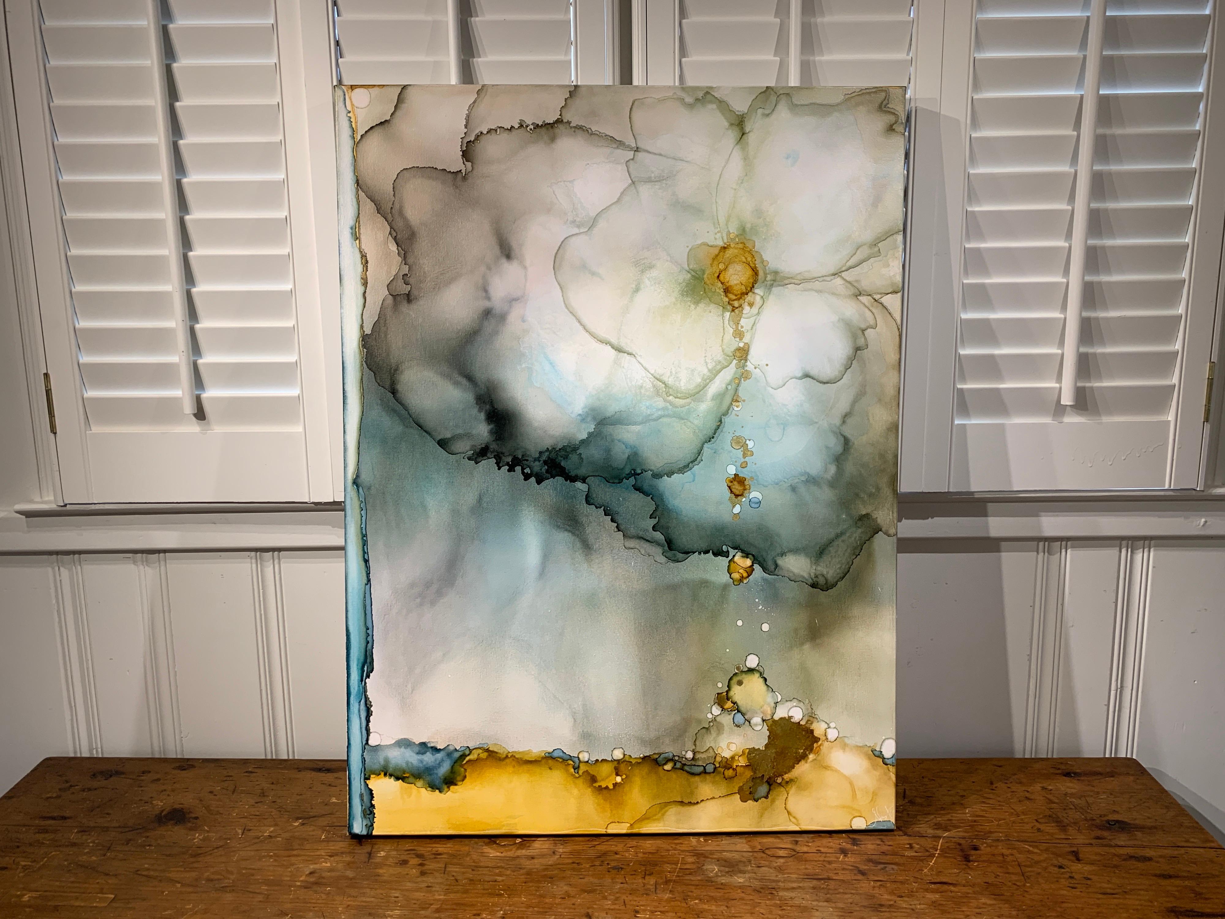 Camellia by Shirley Lewis Large Vertical Contemporary Painting 1