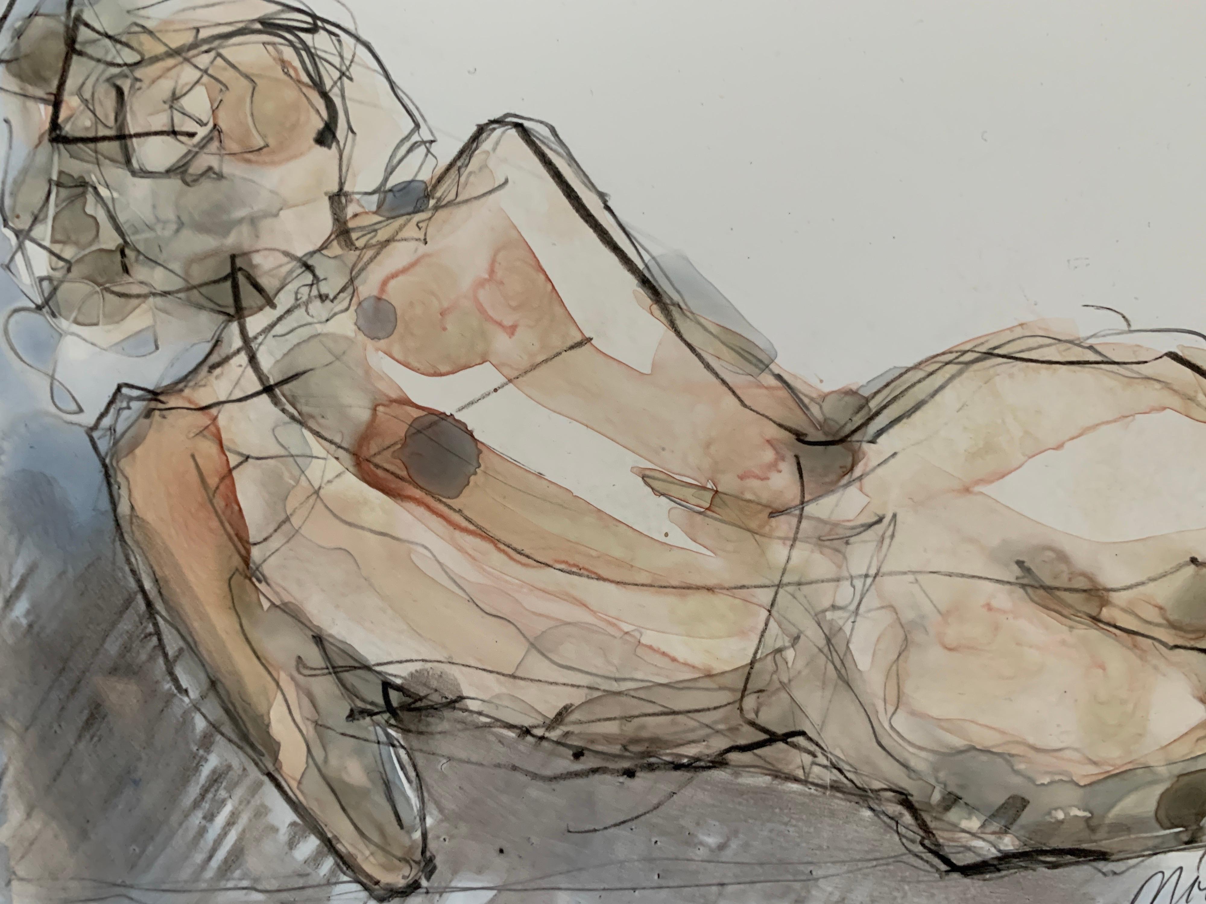 Morning Light IV by Teresa Gigi Davis Petite Watercolor Nude on Paper 3