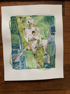 Stir Crazy II by Teresa Gigi Davis Petite Watercolor Nude on Paper