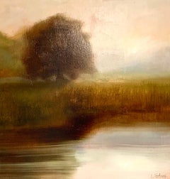 Le jour viendra de Laura Lloyd Fontaine:: peinture de paysage verte et neutre