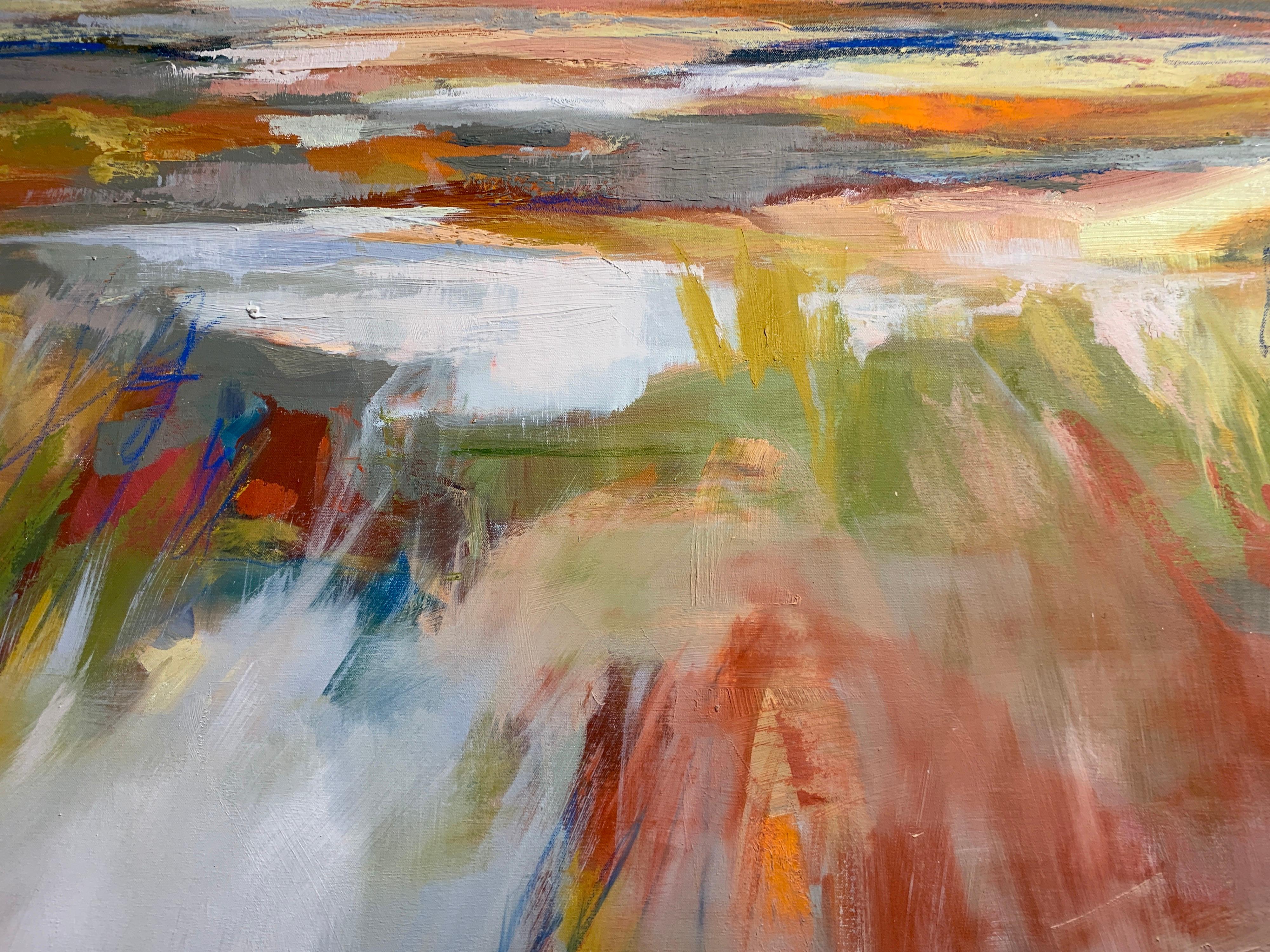 Wetland Splendor by Kelli Kaufman Large Framed Oil and Wax Landscape Painting 4