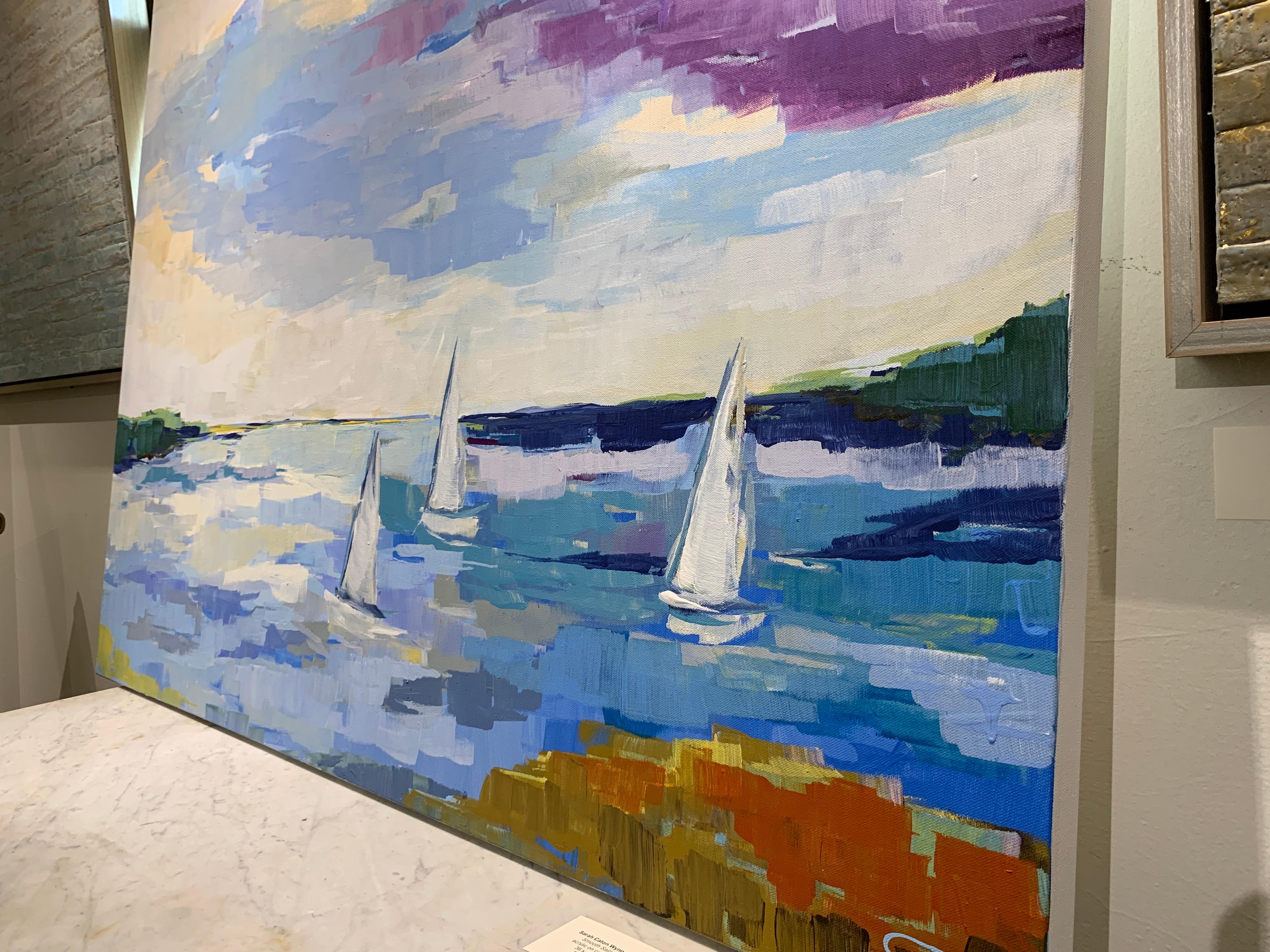 Smooth Sails by Sarah Caton Wynne, Large Horizontal Beach Painting 1