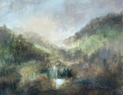 Golden Valley by J Austin Jennings Large Horizontal Framed Landscape Waterfall