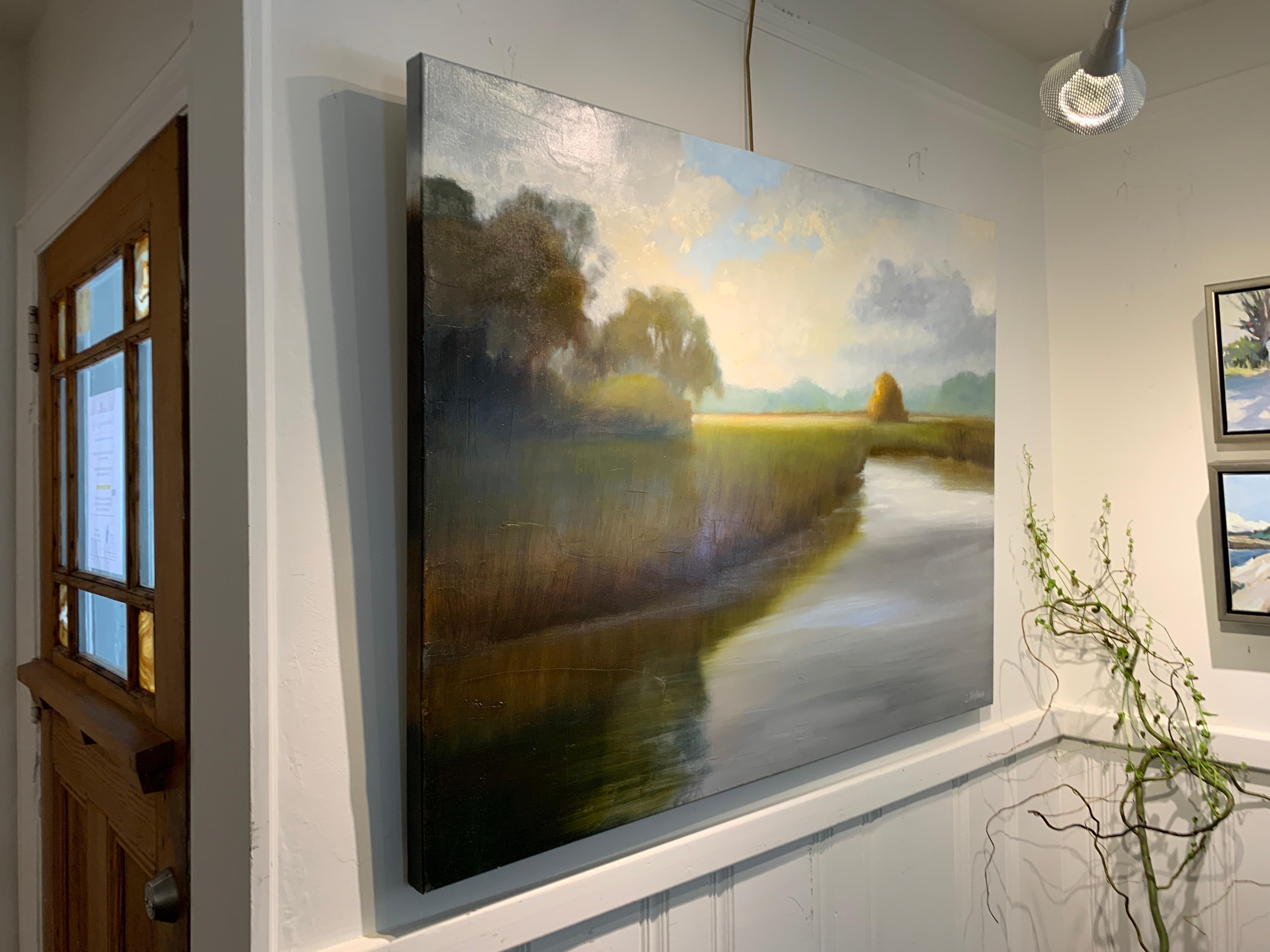 His Morning Light by Laura Lloyd Fontaine, Green and Blue Landscape Painting 3