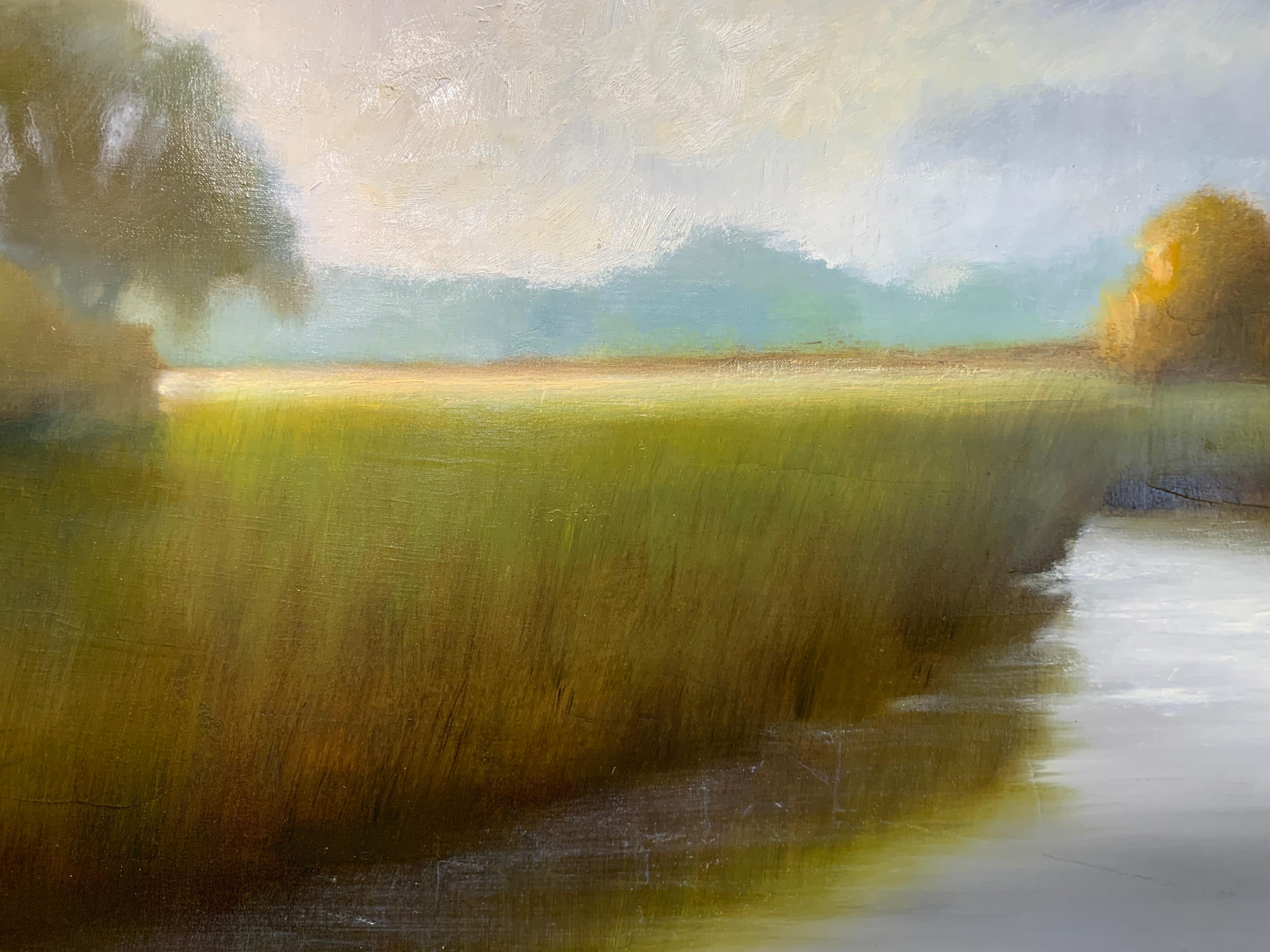 His Morning Light by Laura Lloyd Fontaine, Green and Blue Landscape Painting 5