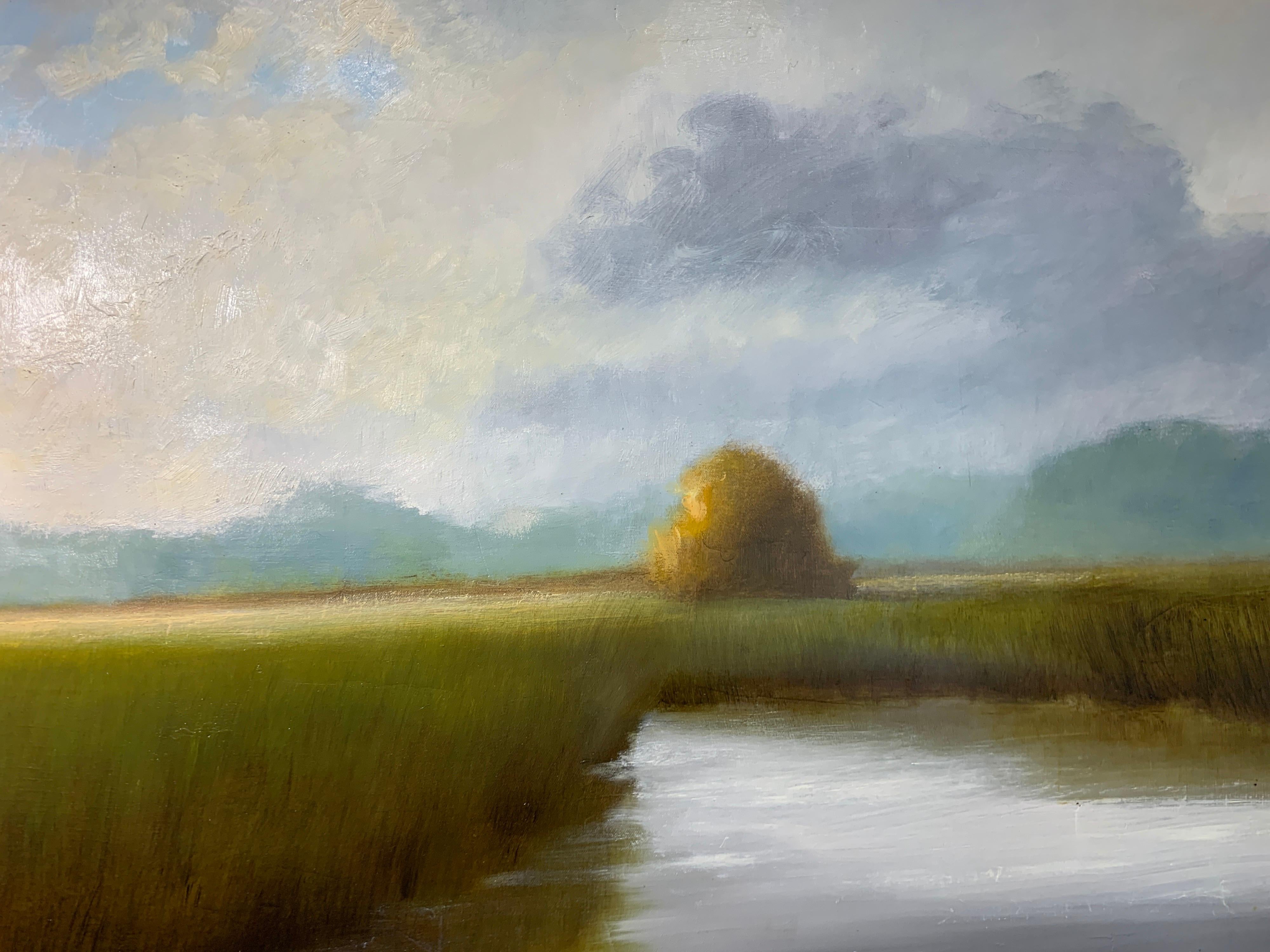 His Morning Light by Laura Lloyd Fontaine, Green and Blue Landscape Painting 6