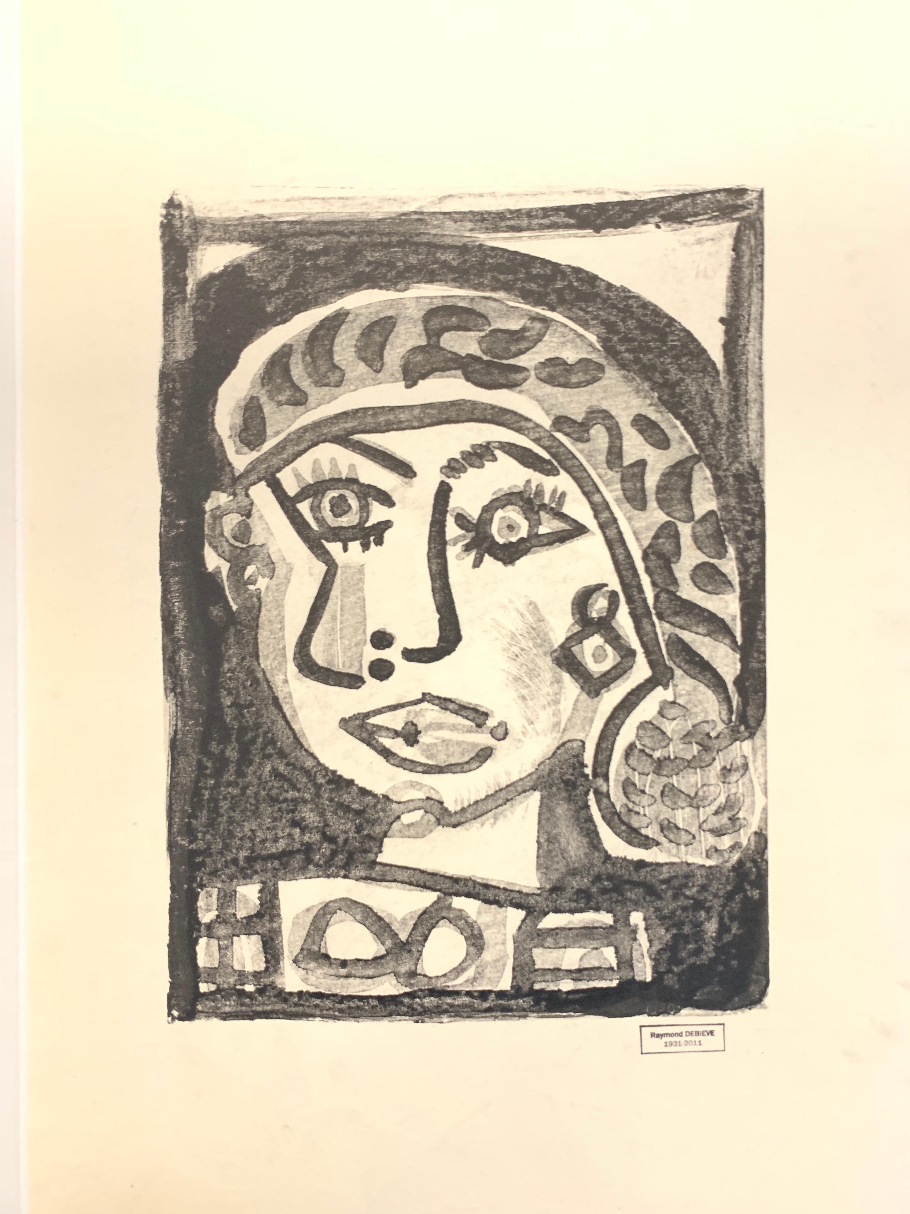 Woman's Face by Raymond Debieve, French Cubist Portrait on Paper