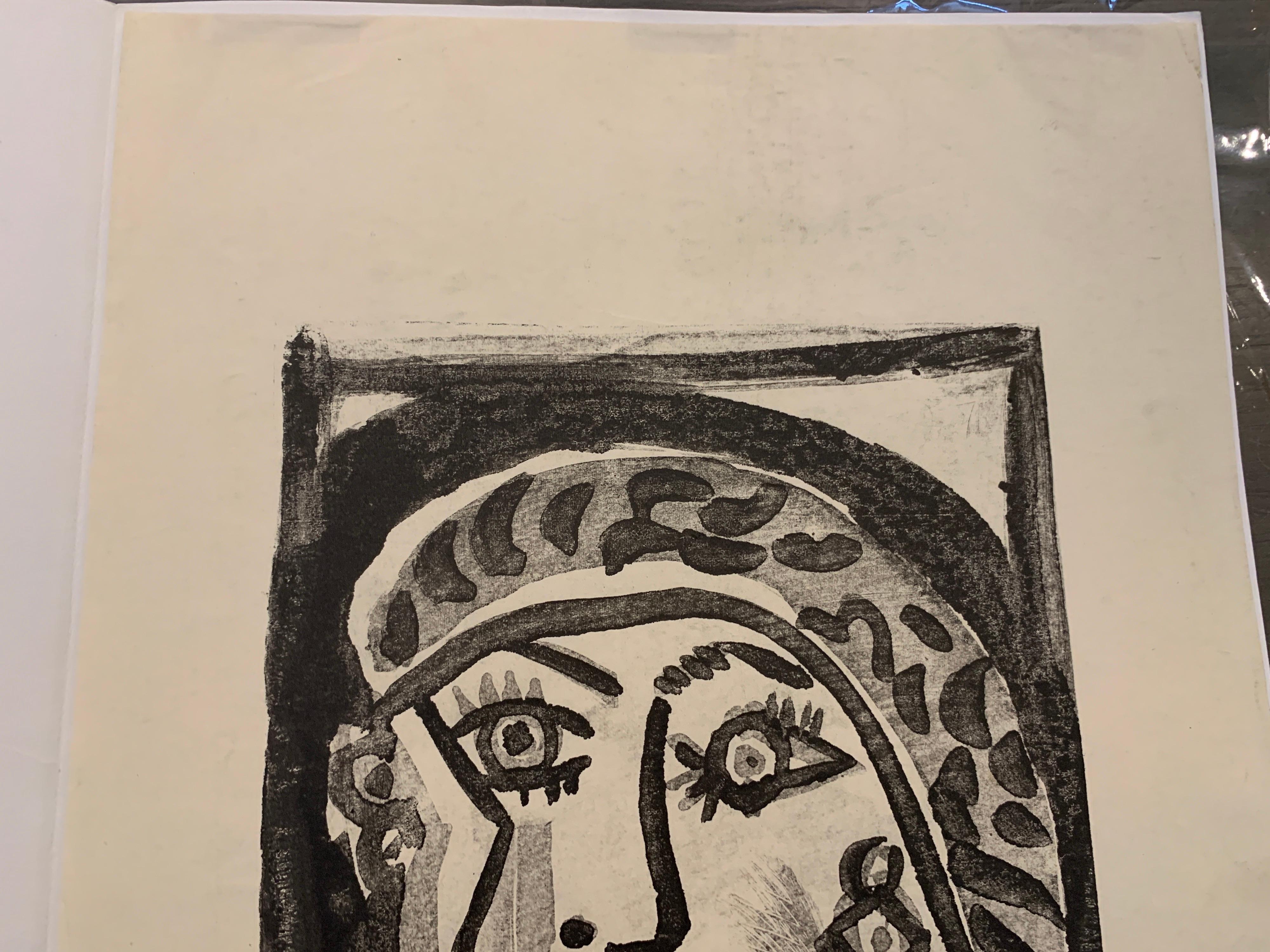 Woman's Face by Raymond Debieve, French Cubist Portrait on Paper 3
