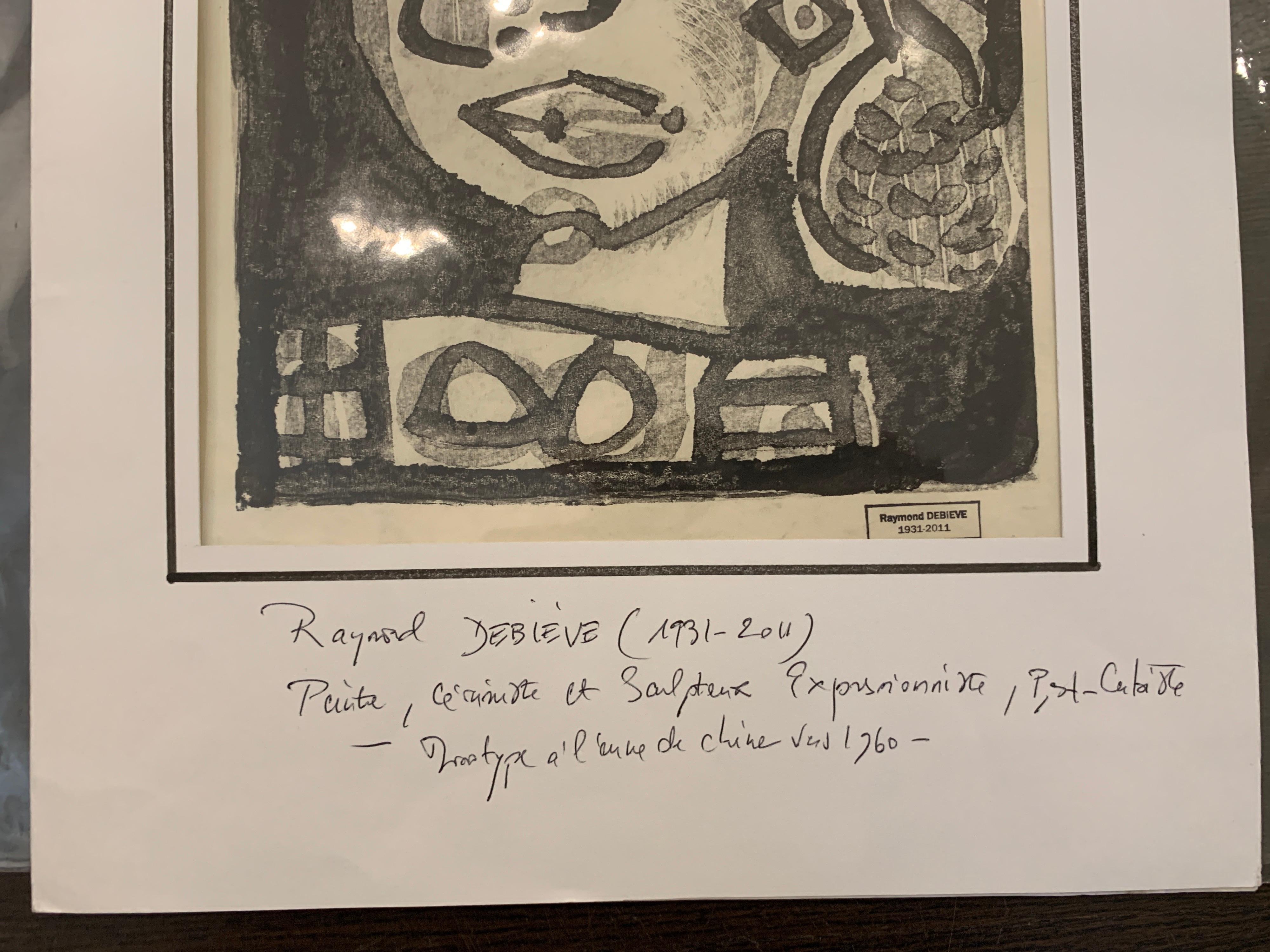 Woman's Face by Raymond Debieve, French Cubist Portrait on Paper 4