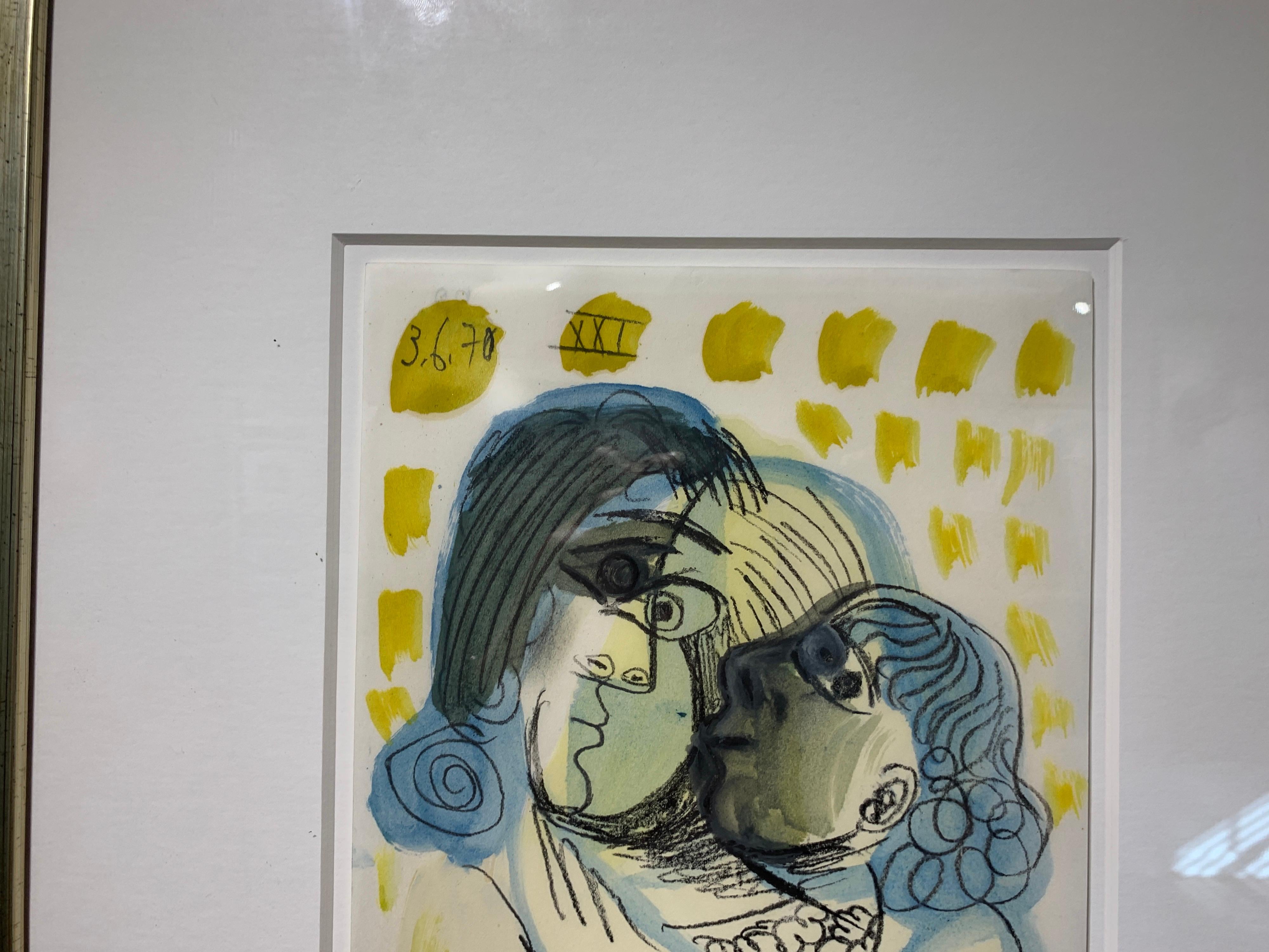 Mama et sa Fille Raymond Debieve, French Cubist Portrait on Paper 2