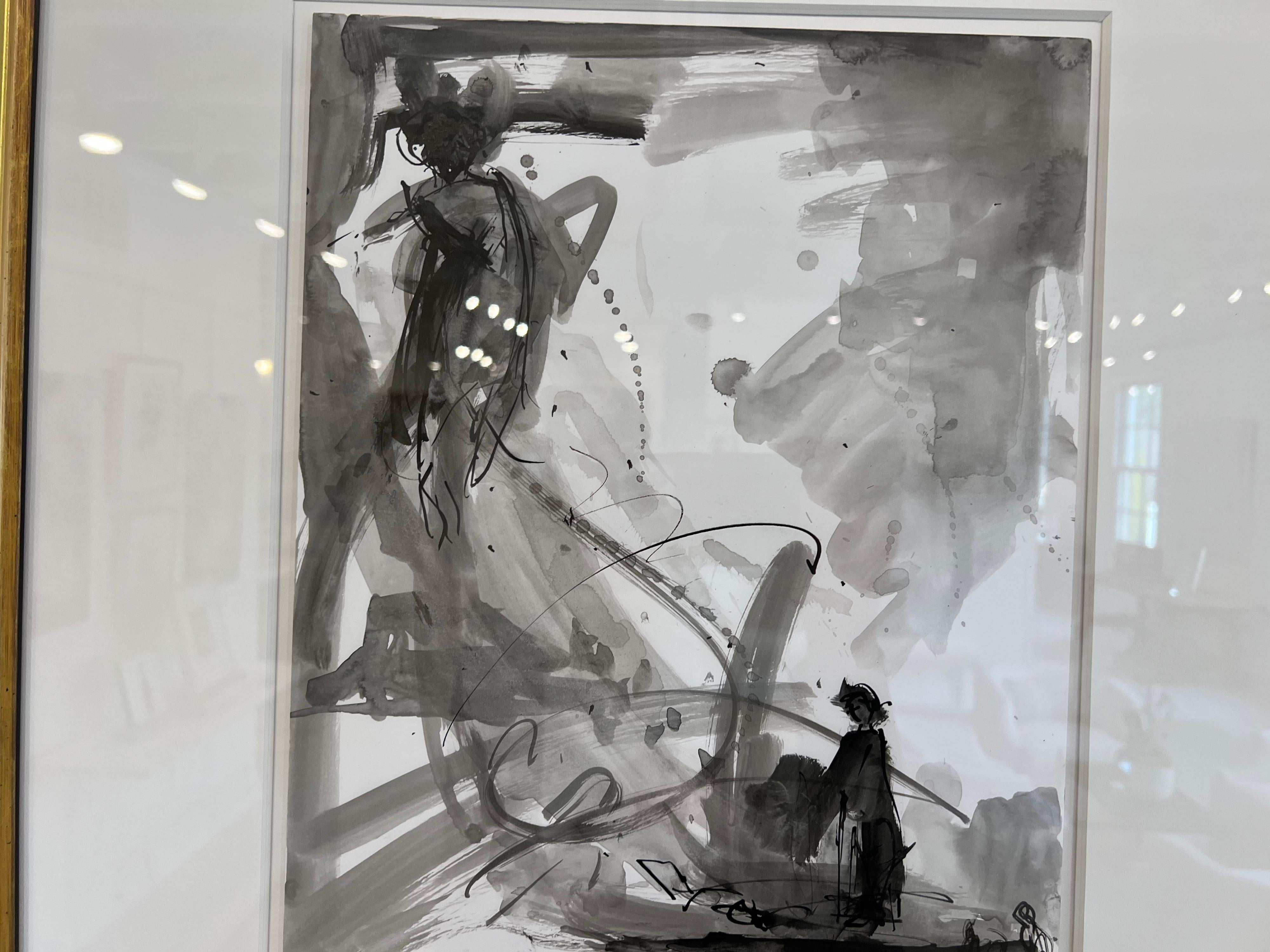 Entrance I by Gail Foster Sumi Ink on Paper Framed Contemporary Figure Painting 4