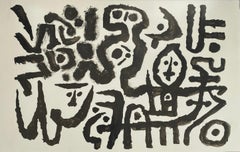 Graffiti, Neo-expressionist black and white figurative artwork on paper