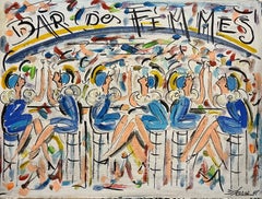 Bar De Femmes di Blasco, Pittura francese contemporanea su tavola