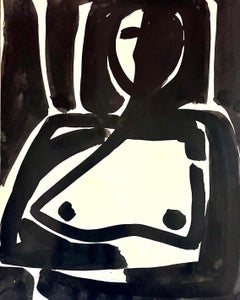 Nude II by Jacques Nestle Petite, black and white modern nude painting on paper