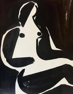 Nude I von Jacques Nestle Petite, modernes schwarzes und weißes Aktgemälde auf Papier