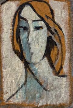 The Blonde, Contemporary Mixed Media Figurative Portrait