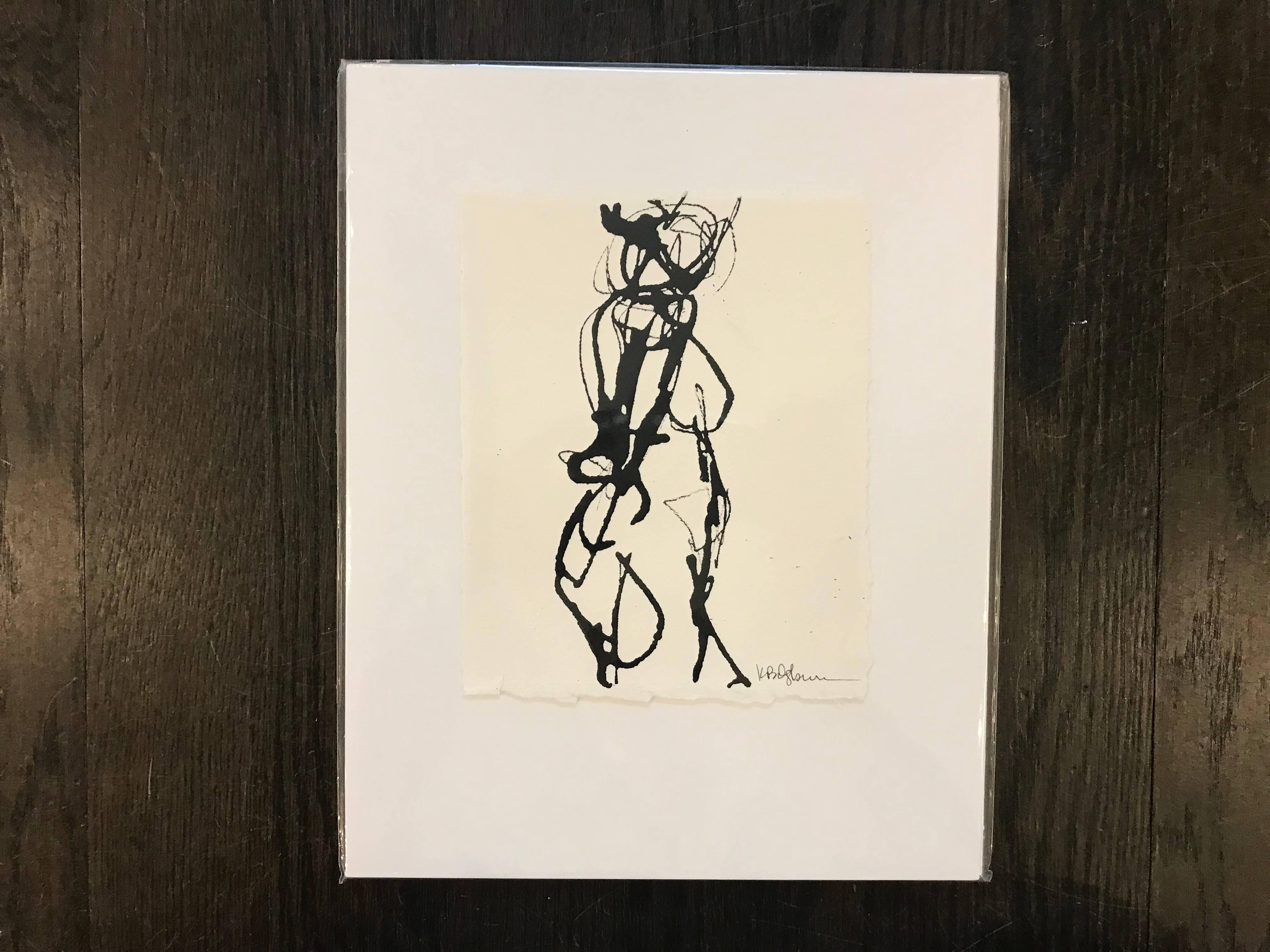 Ink #2, Petite Ink on Paper Figure Drawing - Art by Kelley B. Ogburn
