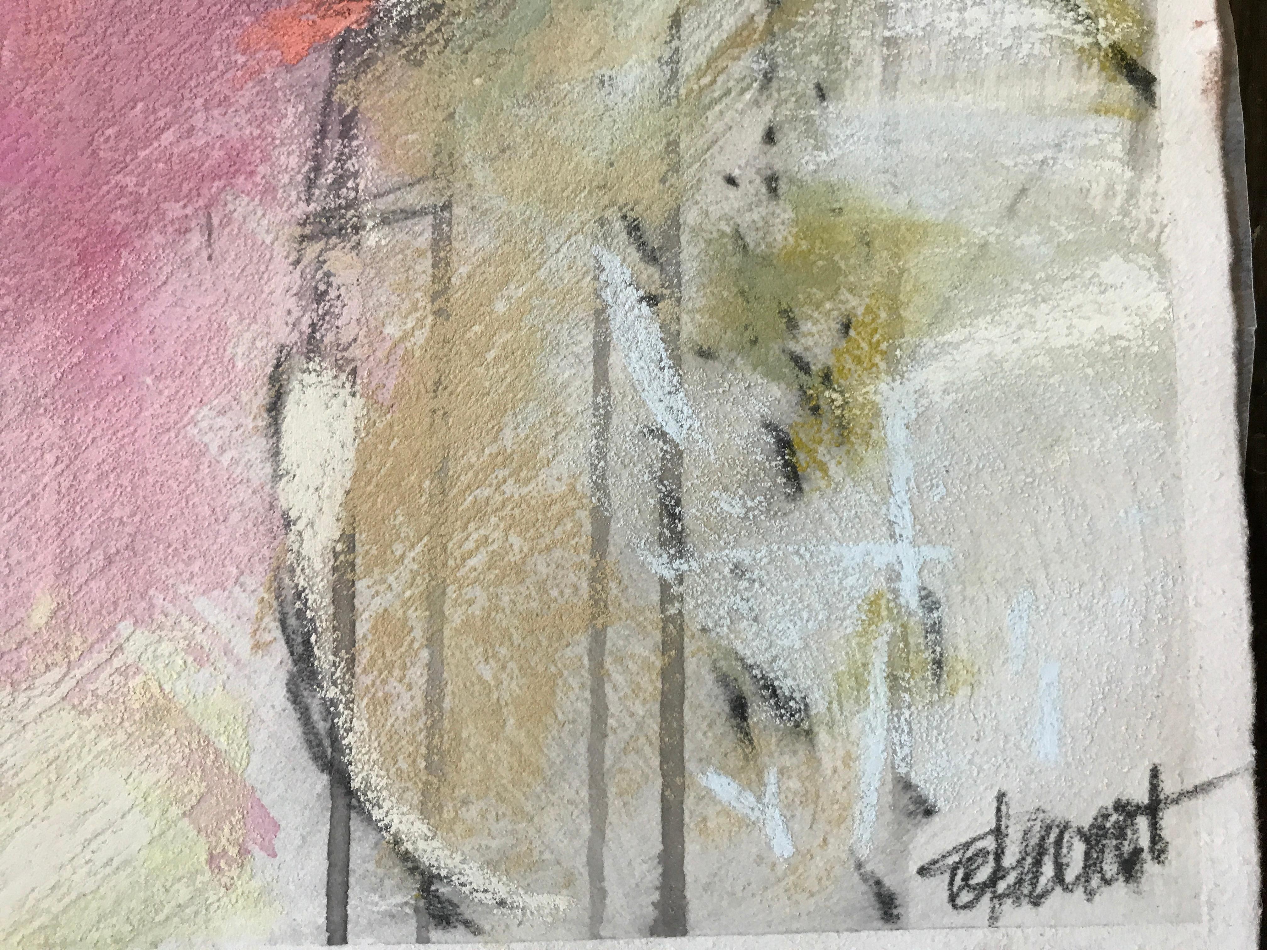 In the Field II, Debora Stewart 2018 Piccolo pastello su carta Pezzo astratto floreale. 3