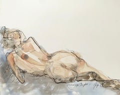 Morning Light IV par Teresa Gigi Davis Petite aquarelle nue sur papier