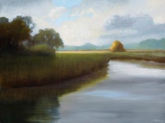 Used His Morning Light by Laura Lloyd Fontaine, Green and Blue Landscape Painting