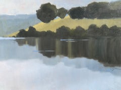 Quiet Reflections by Sherrie Russ Levine, Horizontal Landscape Painting, Blue