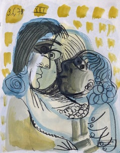 Mama et sa Fille Raymond Debieve, French Cubist Portrait on Paper