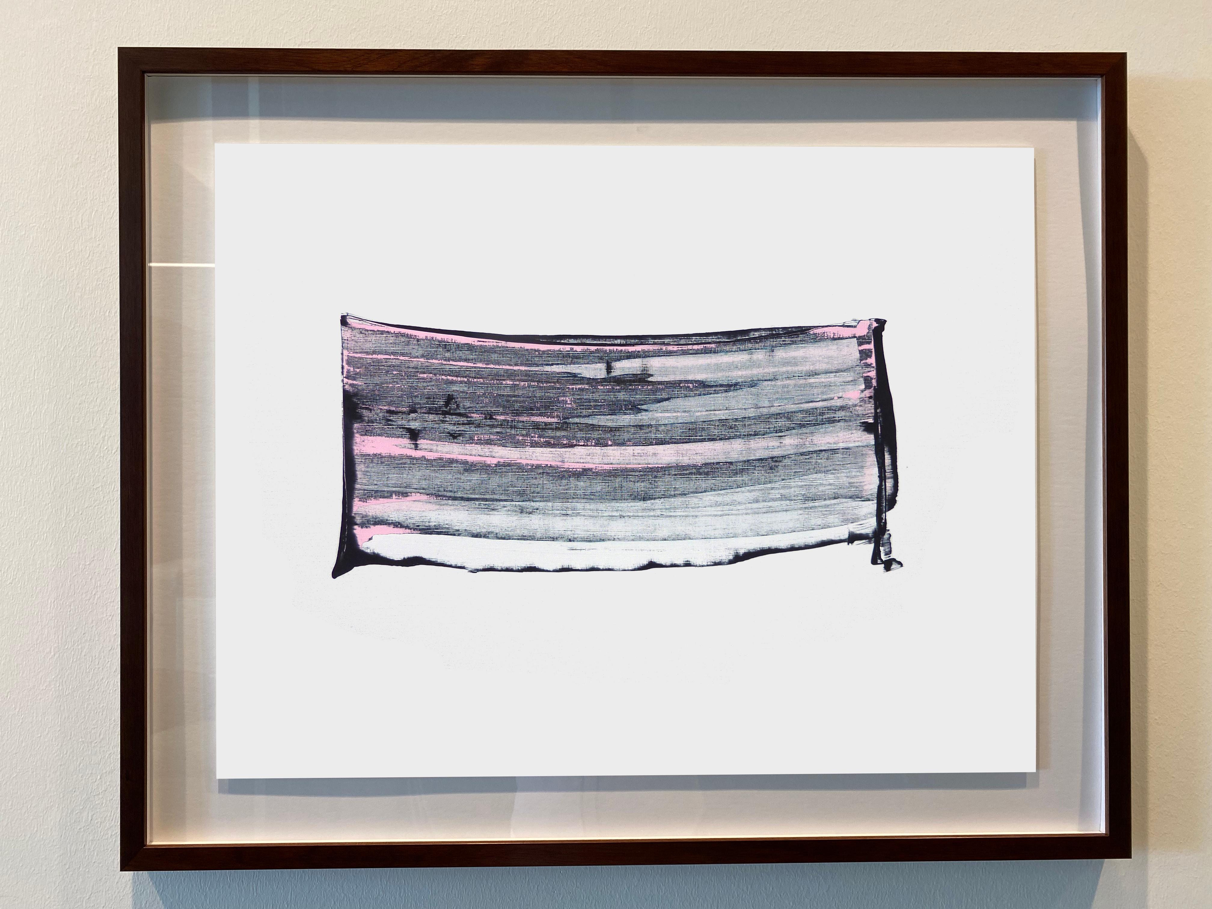 Stilvolles abstraktes Acryl- und Pigmentgemälde auf Papier „China 2“, elegant, zeitgenössisch – Art von Emma Godebska