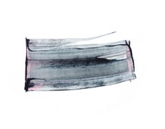 Stilvolle abstrakte Acrylarbeit „China 4“ auf Papier, schwarz und rosa, zeitgenössisch
