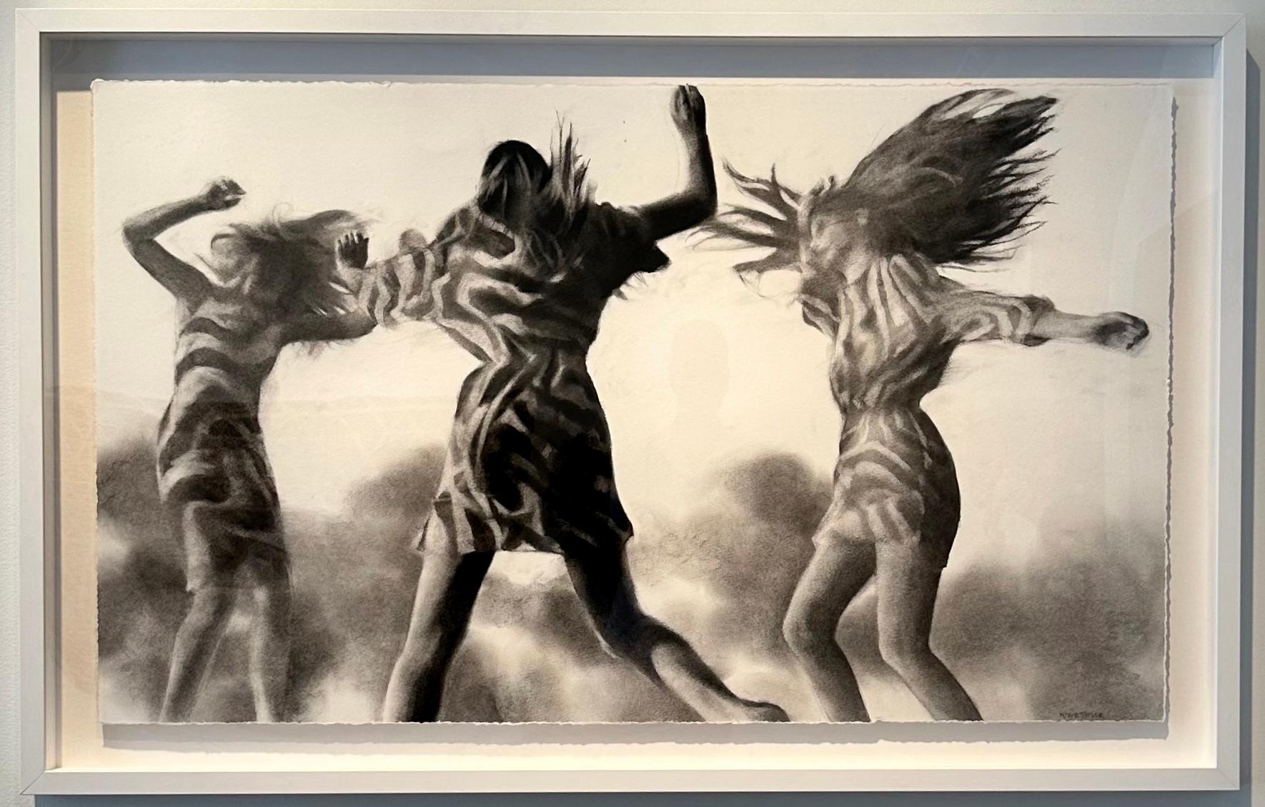 Feel The Beat, realistische figurative Zeichnung von Party-Mädchen beim Tanzen, hohe Energie im Angebot 6