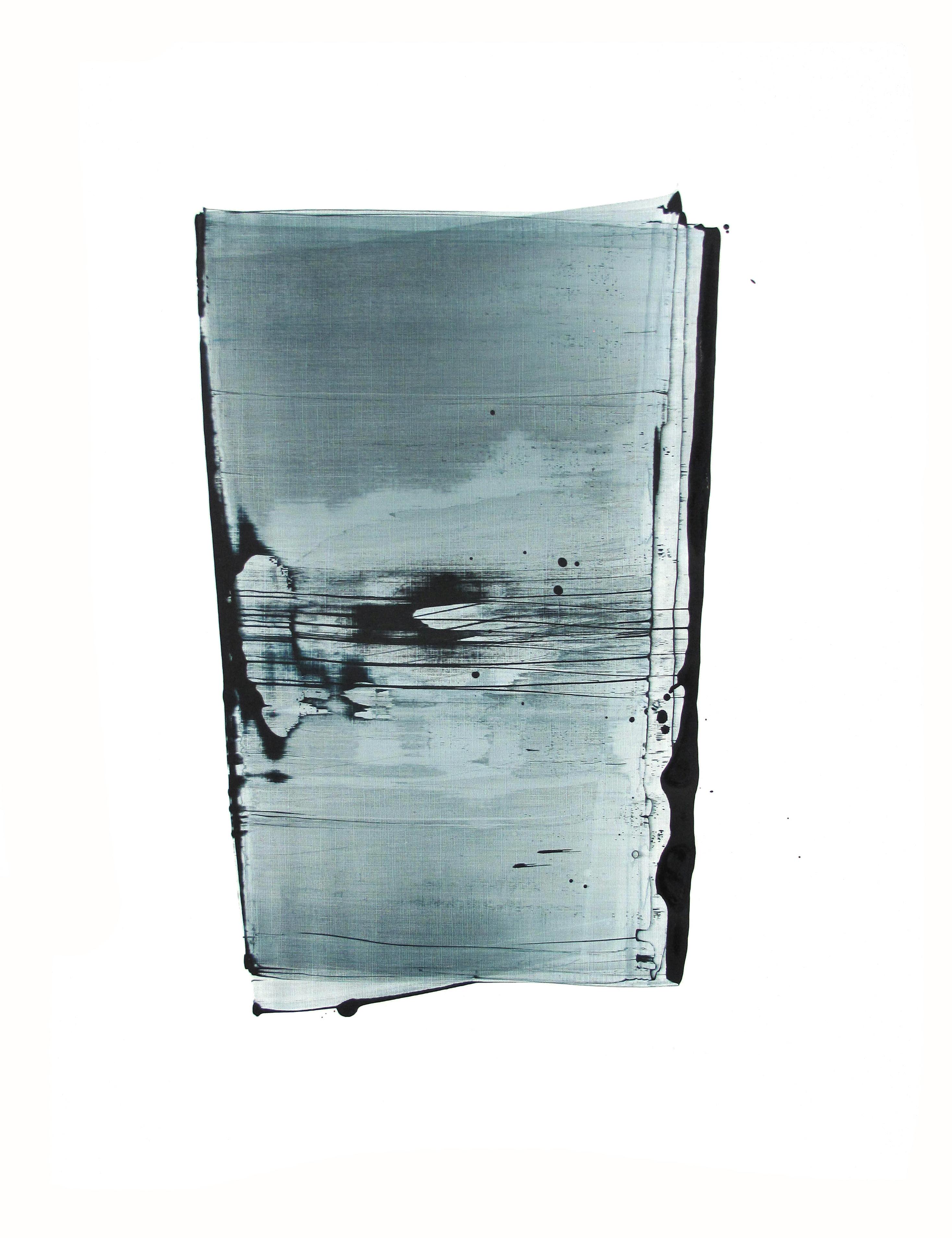 "Lagoon 05" Zeitgenössische, farbenfrohe, blau strukturierte abstrakte Pigmentarbeit auf Papier