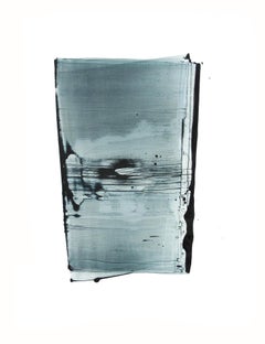 "Lagoon 05" Opera astratta a pigmenti su carta, contemporanea, dai colori blu e dalla texture intensa.