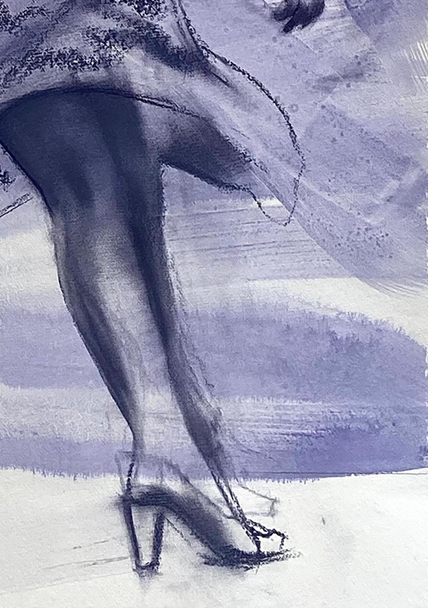 Rivoluzioni, disegno surreale dinamico su carta di una bella ragazza che balla in vendita 1
