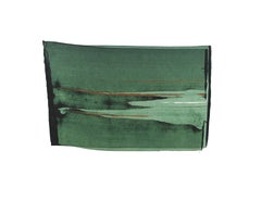 "Hille 05" Pigmento astratto contemporaneo, colorato, verde e oro, su carta