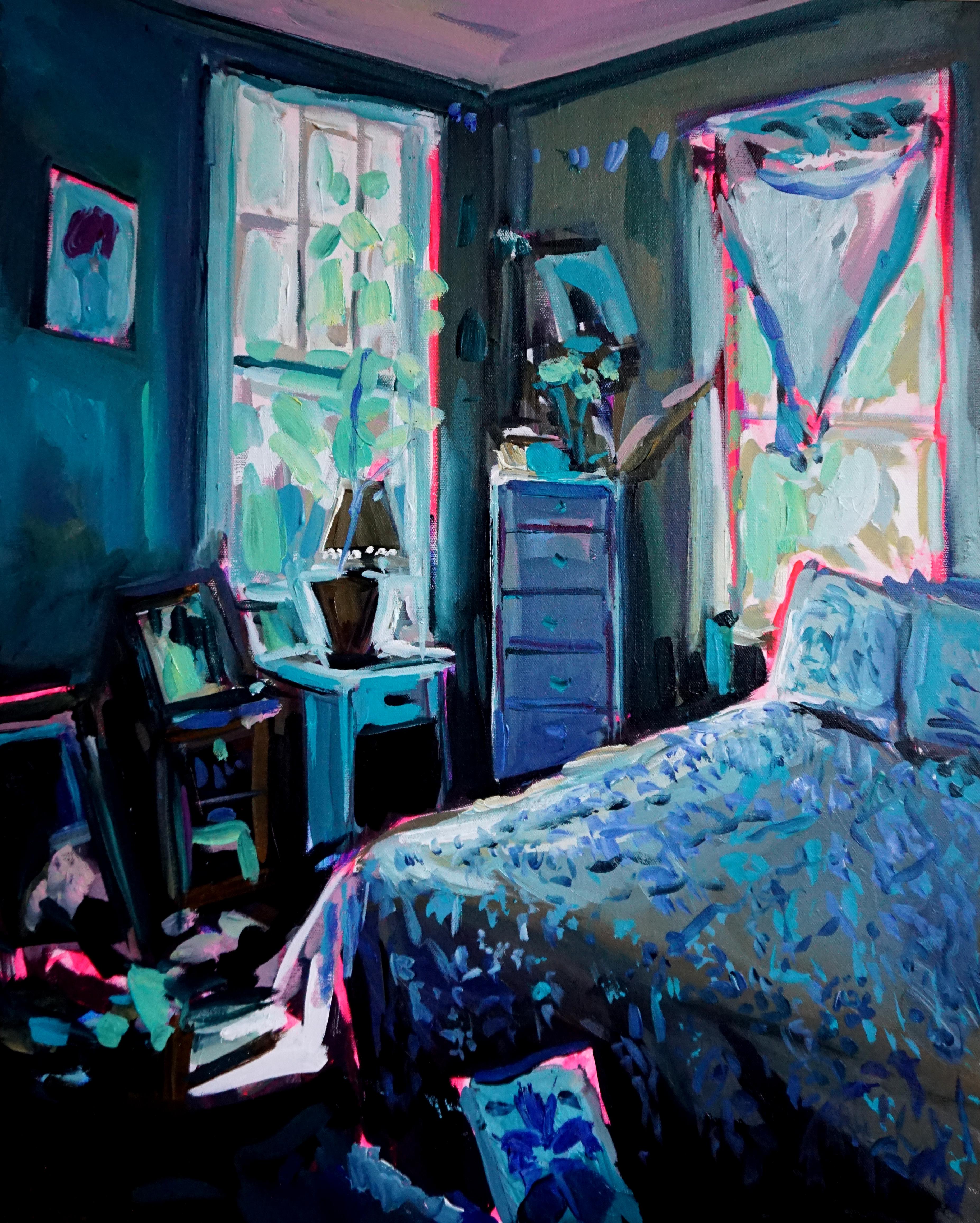 Ekaterina Popova Interior Painting - Chambers Room, European style interior bedroom painting, Oil on canvas