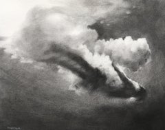 Brave New World, Study II, Patsy McArthur, charcoal drawing of underwater diver