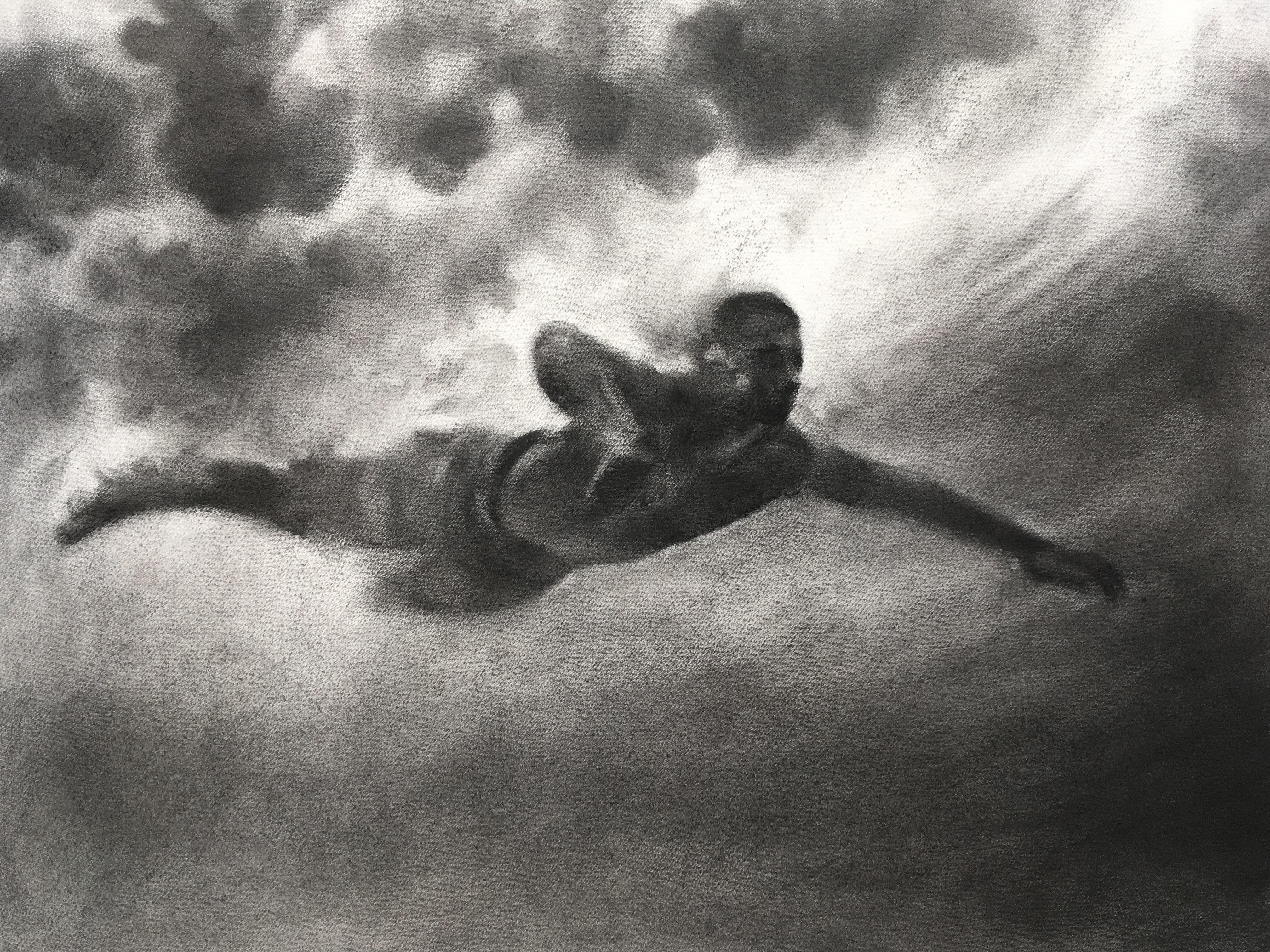underwater charcoal drawing
