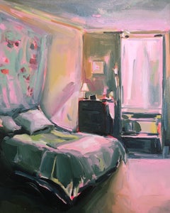 Luz suave, Cuadro de dormitorio interior de estilo contemporáneo europeo, Óleo sobre lienzo