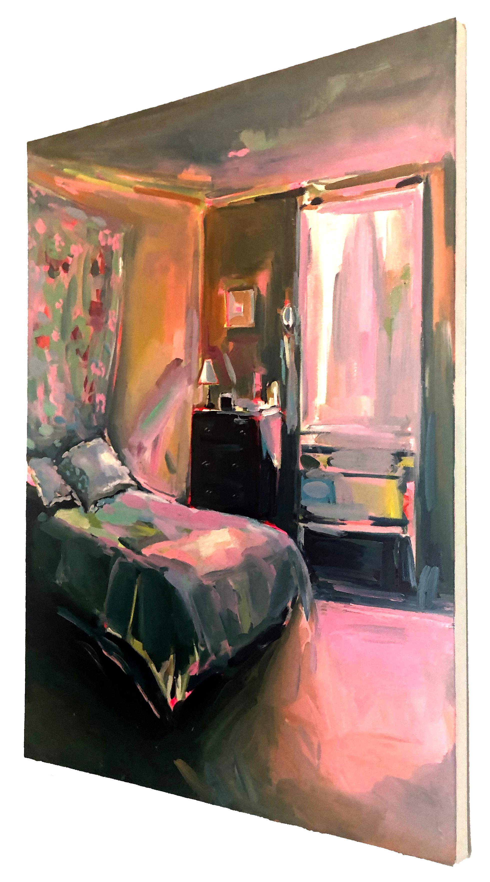 Soft Light, European contemporarystyle interior bedroom painting, Oil on canvas  - Painting by Ekaterina Popova