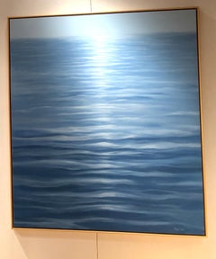 Great Blue - contemporary soothing  water-scape painting on canvas framed