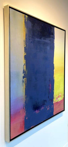 Summer of Love - contemporary bright bold abstract painting on canvas framed