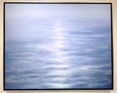 Summer 2017 - contemporary soothing  blue water-scape painting on canvas framed 