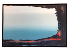 Looking to Live - contemporary bright bold abstract painting on canvas framed