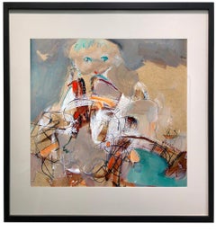 Boy Playing - whimsical, colorful original oil painting- expressive & figurative